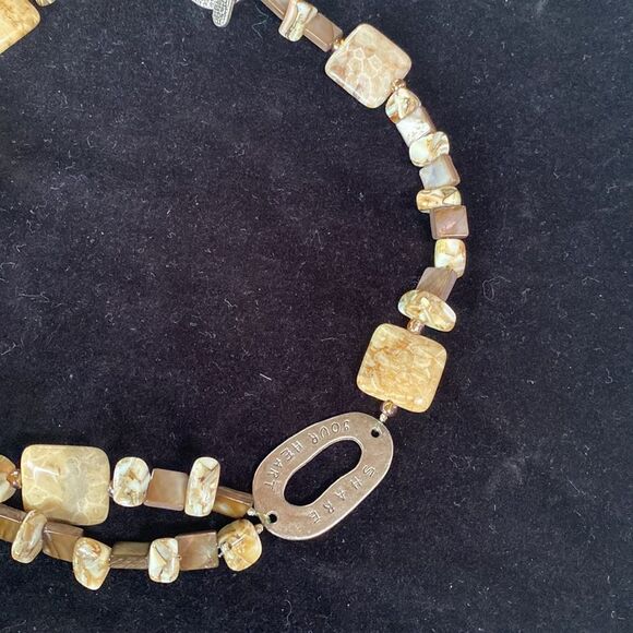 Earth Tone Ceramic Chunky  Inspirational Necklace - Picture 8 of 11